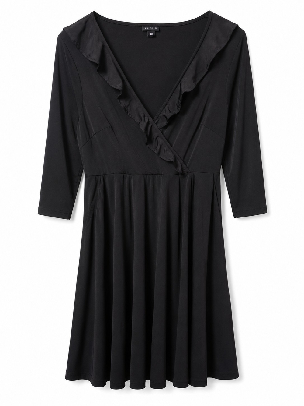 torrid Black Ruffle V-Neck Long Sleeve Dress
